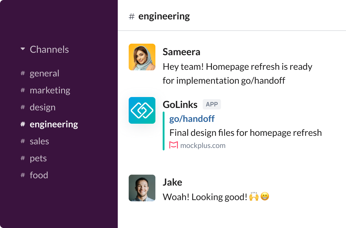 Give designs through slack easily with Go Links®